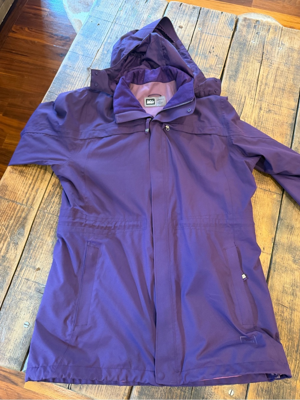REI Women's Purple Hooded Trench Raincoat